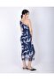 Women's Blue Patterned One Shoulder Draped Midi Length Tulle Dress - 8