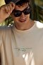 Men's Paul Back Print Crew Neck Regular Fit T-Shirt 100% Cotton - Stone - 2