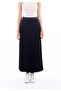 Navy Blue Maxi Length Elastic Waist Pleated Skirt - 2