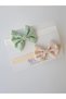 Baby Girl Kid Bandana Buckle Set 2 Pcs Mint Scalloped and Cream