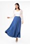 Indigo Maxi Length Elastic Waist Pleated Skirt - 2