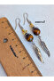 Silver Color Dangle Women's Earrings with Citrine Hematite Tiger's Eye Stone and Eagle Feather Detail - 6