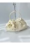 Off-White Satin Rose Pearl Portfolio Evening Dress Handbag - 3