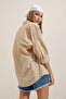 3900 Oversized Long Basic Shirt - Beige - 6