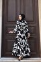 WOMEN'S SUMMER MODEST BELTED WOVEN VISCOSE FABRIC ELEGANT DRESS - 6