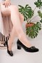 Women's Black Patent Leather Genuine Leather Stylish Heeled Shoes - 4