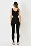 Zippered High Waist Long Sports Leggings 9415 Black - 4
