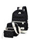 3 Piece Backpack Set Black/White