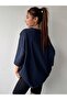 Fantastic Single Jersey T-shirt - Navy Blue Printed Oversize Crew Neck Short Sleeve T-Shirt - 5