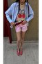 Cody Red Big Mesh Belt Detailed Ballerinas - 3