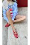 Cody Red Big Mesh Belt Detailed Ballerinas