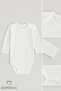 Set of 3 Long Sleeve White Baby Bodysuit 100% Cotton |   0-3 Months - 24 Months |   Unisex Snap Body - 2