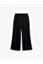 Viscose Fabric Comfortable Fit Slit Detailed Double Breasted Oversize Trousers with Laced Waist and Pockets - 4