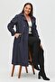 Long Plus Size Women's Lined Trench Coat