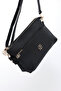 Black Shk226 Faux Leather, Zippered 3 Compartment Hand, Arm and Shoulder Bag - 6
