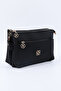 Black Shk226 Faux Leather, Zippered 3 Compartment Hand, Arm and Shoulder Bag - 2