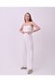 Women's White High Waist Velcro Palazzo Pants - 5