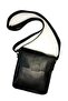 Genuine Leather Unisex Shoulder and Messenger Bag - Black Color with Adjustable Strap 20X25 cm - 5