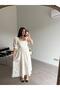 Cream Embroidered Watermelon Sleeve Design Dress - 3