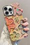 iPhone 16 Pro Case Color-Changing Stone Camera Lens Protection Pink Floral Pattern Shock-Absorbing Cover - 8