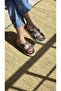 Melinta Leather Stone Straw Detail Sports Slippers - 2