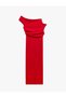 Crepe Fabric Sleeveless Draped Slit Asymmetrical Neck One Shoulder Dress - 5