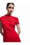 Crepe Fabric Sleeveless Draped Slit Asymmetrical Neck One Shoulder Dress - 2