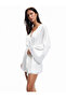 Double Breasted 3/4 Bat Sleeve Bridal Satin Dressing Gown with Sash Detail - 2