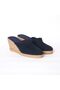 Genuine Handmade Closed Toe Straw Navy Blue Women's Linen Casual Slippers - 3