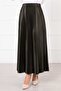 Women's Leather Look, Pleated Stylish Skirt