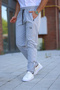 Men's Light Gray Sweatpants with Zippered Legs Quality Parachute Fabric