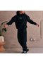 Future Self Tracksuit Set Sweatshirt Jogger - Black Printed Oversize Hooded Rubber Leg