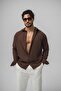 Men's Linen Oversize Shirt Brown - 4
