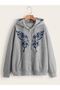 Butterfly Graphic Cardigan - Gray Printed Oversize Hoodie