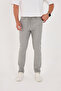 Men's Seersucker Lycra Jogger Slimfit Waist Half Elastic Gray Fabric Trousers - 3