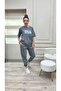 Usa T-Shirt Sweatpants Jogger - White Printed Smoked Sweatpants Suit Oversize Crew Neck - 3