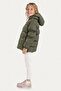 Girl's Khaki Fleece Hooded Waterproof Wind Resistant Pocket Inflatable Winter Coat - 4