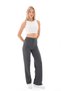 Women's Anthracite Palazzo Ribbed Knit Wide-Leg Corded Fabric Tracksuit Bottom - 6