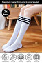 Original Women's White Striped Below-Knee Cotton Breathable Flexible Soft and Non-Binding Tennis Style Comfort Model 4-Season Long Below-Knee Socks for School, College, and Daily Use 36-40 |   1 Pair