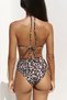 Tahmar Bead Detail Leopard Pattern Bikini Top - 8