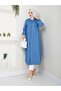 Women's Lapel Detailed Button Closure Denim Cap - 7