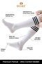Original Women's White Striped Below-Knee Cotton Breathable Flexible Soft and Non-Binding Tennis Style Comfort Model 4-Season Long Below-Knee Socks for School, College, and Daily Use 36-40 |   1 Pair - 2