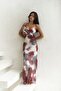 Purtyas Ruffle Detailed Burgundy Long Dress - 2