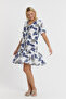 Women's Dress - Muslin Laurel Leaf Pattern Datça Dress - 3055 - 3