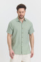 Men's Shirt - Muslin Waffle Checkered Collar Short Sleeve Shirt - 4045