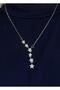 Steel Silver Color Zircon Stone Star Y Necklace