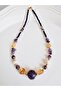 Amethyst Citrine Natural Stone Real Pearl Necklace 45 cm - 3