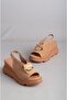 SEÇ 8067 GENUINE LEATHER FILLED HEELED WOMEN'S SANDALET (Heel Length: 7cm) TABA - 7