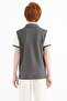Dark Gray Color Blocked Text Embroidered Standard Mold Polo Collar Boy T-shirt - 11095 - 5