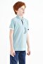 Light Blue Front Pocket Detailed Printed Standard Fit Polo Neck Boys' T-Shirt - 11102 - 4